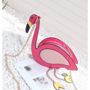 NOVELTY PINK FLAMINGO HANDBAG CROSSBODY BAG STATEMENT PIECE